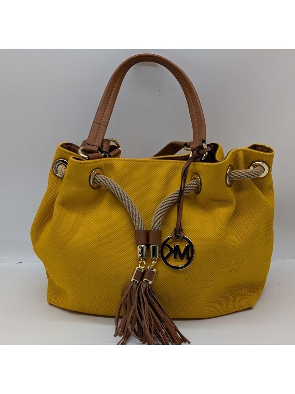 Michael Kors Yellow Marina Large Canvas Drawstring Tote - Picture 2 of 16